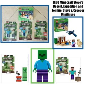 LEGO Minecraft Steve's Desert, Expedition and Zombie, Steve & Creeper Minifigure